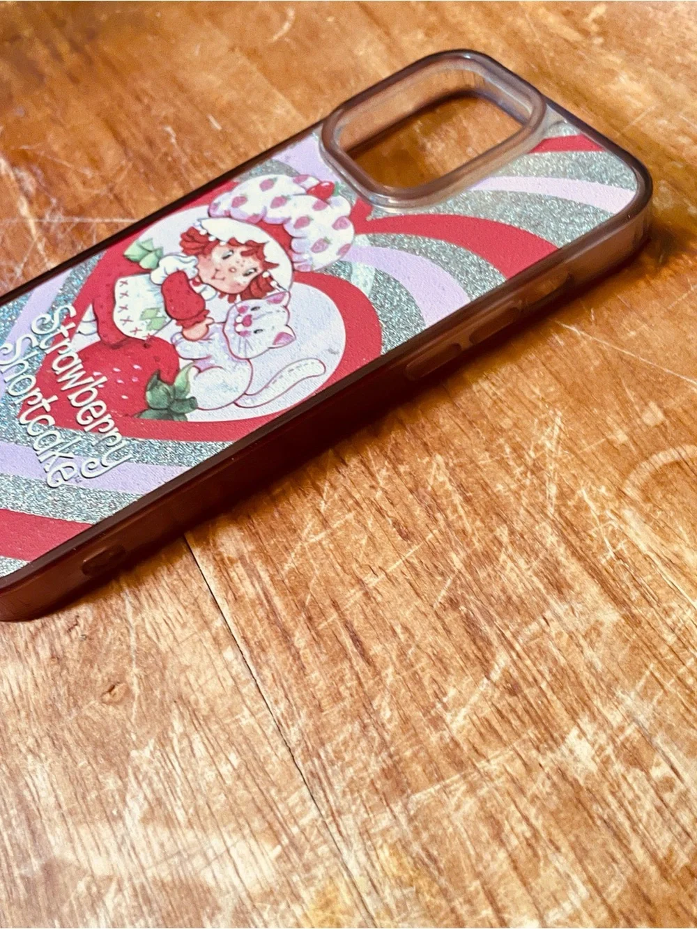 Strawberry Shortcake Glitter Heart iPhone Case Retro Y2K IPhone 16 Pro Max